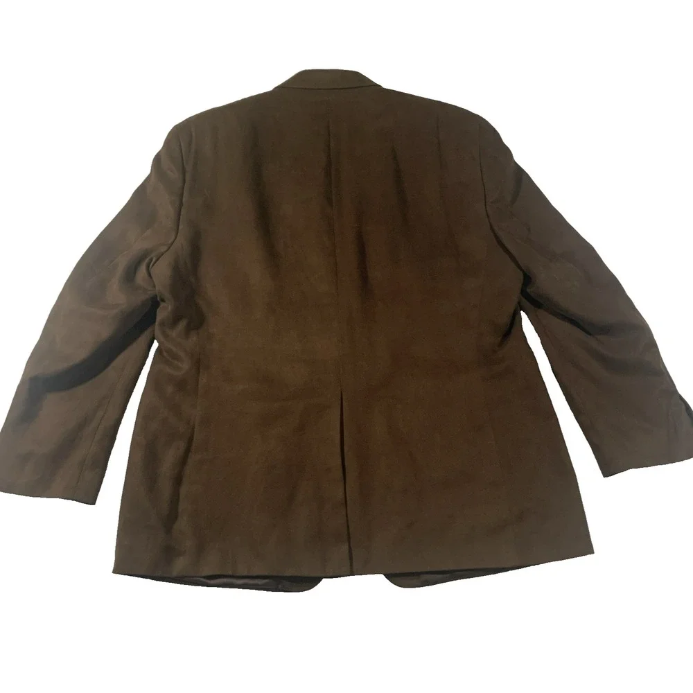 Chaps Mens Blazer Jacket 44R Brown Faux Suede 2 Button Sport Coat Microfiber
